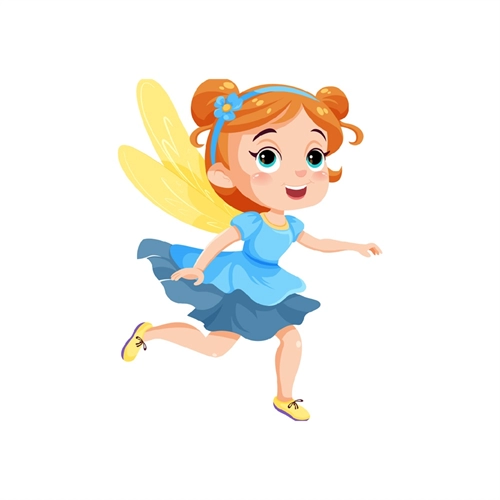 Flying Fairy in Blue Dress Transparent Sticker